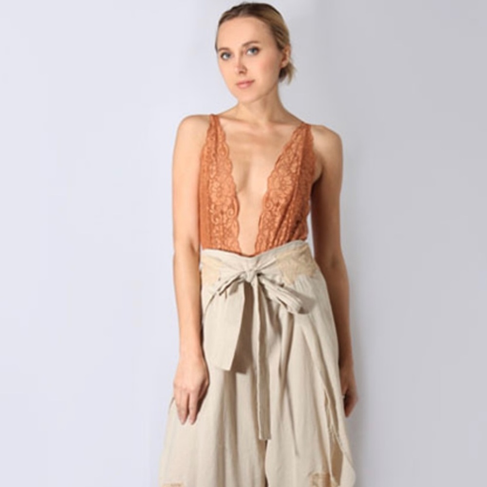 Free People x We are HAH- Comin' in HAHt Lace Bodysuit